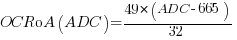 OCR0A(ADC) = 49 * (ADC - 665) / 32